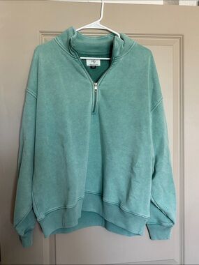 Women’s Quarter-Zip Lightweight Sweatshirt - Seafoam Green